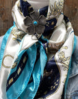 35X35" Ornate Turquoise Wild Rag / Scarf -W110L Slide WRC326B