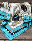 35X35" Ornate Turquoise Wild Rag / Scarf - W141L Slide WRC326C