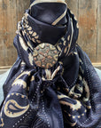 35X35" Blue and Cream Paisley Wild Rag / Scarf -W147L Slide WRC433B