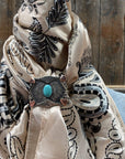 35X35" Light Pink & Silver Paisley Wild Rag / Scarf - W115L Slide WRC435B
