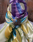 35X35" Purple & Green Multi-Colored Wild Rag / Scarf -W181 Slide WRC613B
