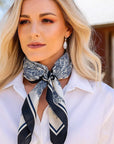 35X35" Blue and Cream Paisley Wild Rag / Scarf WR3408
