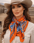 35X35" Orange and Blue Paisley Wild Rag / Scarf WR3439