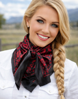 Black And Red Floral Paisley Square Wild Rag Scarf 35x35