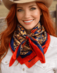 Orange and Blue Paisley Wild Rag Square Scarf 35 Inch