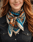 35X35" Teal and Cream Paisley Wild Rag / Scarf WR910