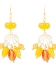 Yellow Carnelian Jade Golden Drop Earrings