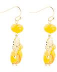 Yellow Carnelian Jade Golden Drop Earrings