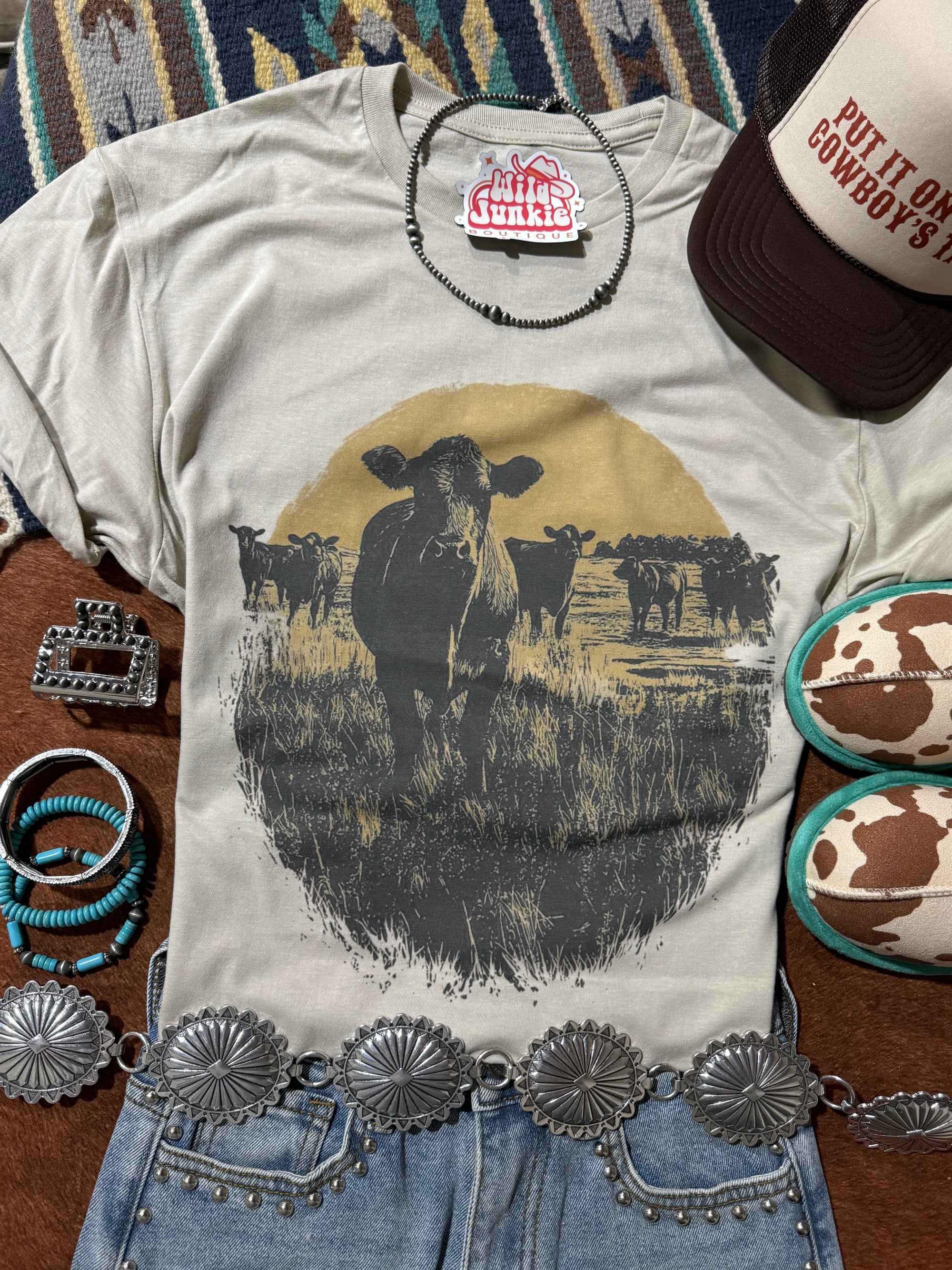 Women Graphic Tees - Pasture Sunset