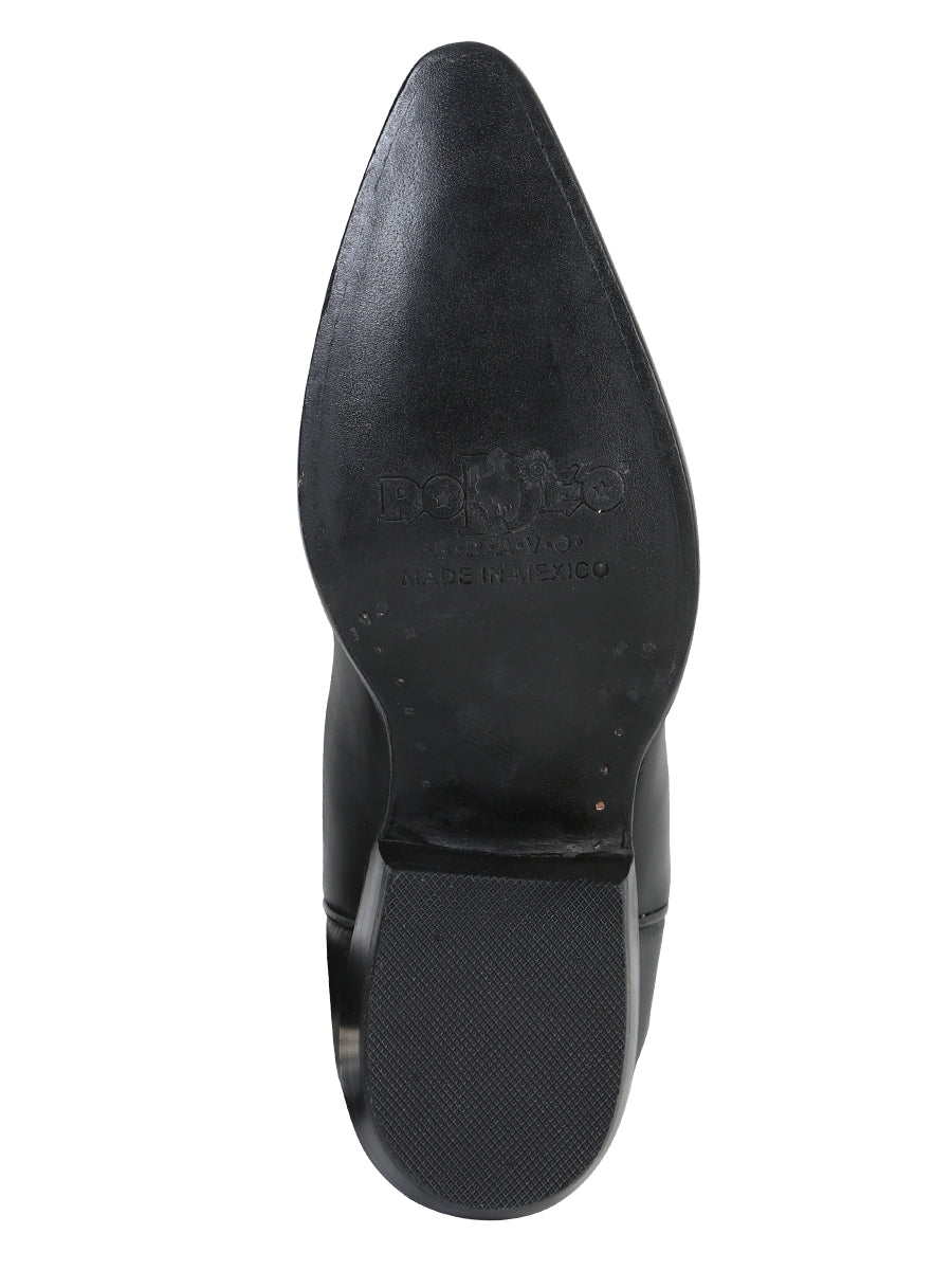 Men's Pointed Toe Leather Cowboy Boots - Made in Mexico - Black 135