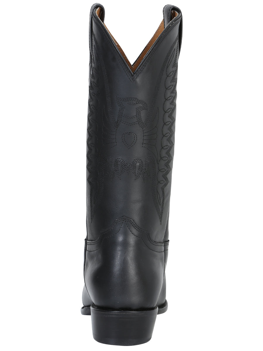 Men's Pointed Toe Leather Cowboy Boots - Made in Mexico - Black 135