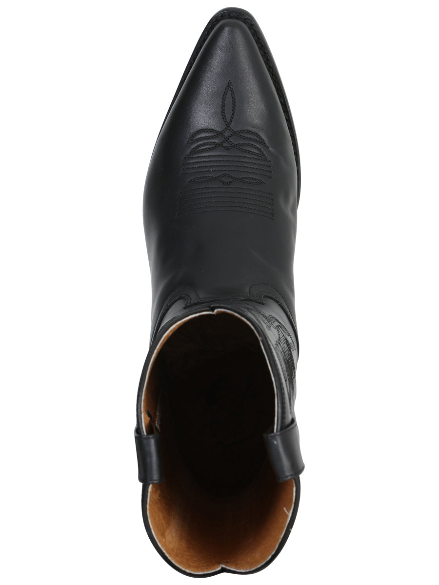 Men's Pointed Toe Leather Cowboy Boots - Made in Mexico - Black 135