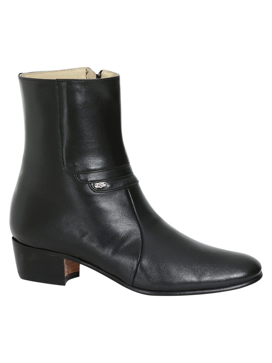 El Becerro Men's Western Dress Boot — Black Leather