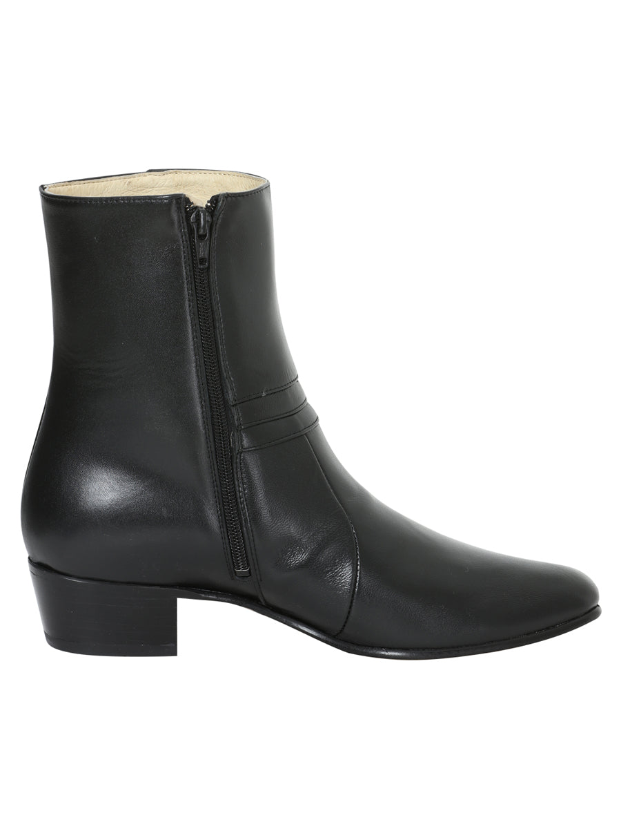 El Becerro Men's Western Dress Boot — Black Leather