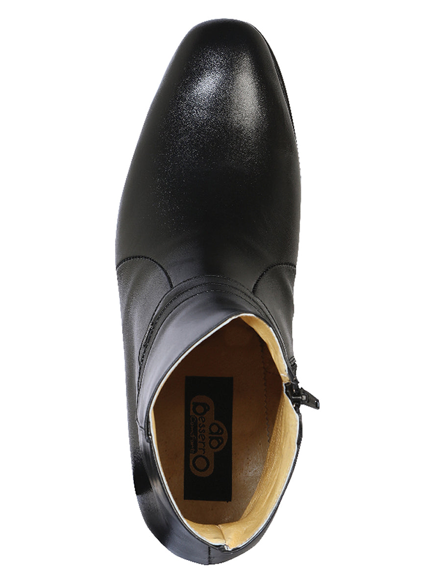 El Becerro Men's Western Dress Boot — Black Leather