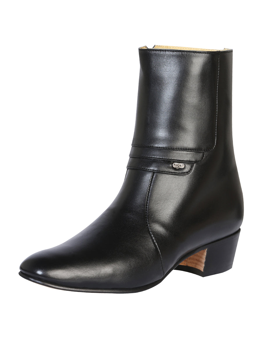 El Becerro Men's Western Dress Boot — Black Leather