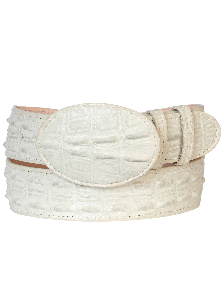 Men's Cowboy Belt — Imitation Alligator Tail in Bone