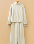 Stripe Patchwork Quarter-Zip Pullover and Pant Set