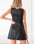 Emelia Leather Sleeveless Mini Dress