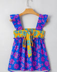 Floral Colorblock Ruffle Strap Flowy Tank Top