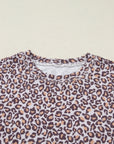 Leopard Ribbed Long Sleeve Top and Shorts Set