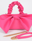 Nylon Top Handle Bag with Bow Front Clutch