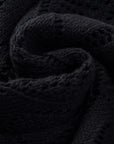 Solid Openwork Knit Button-Up Cardigan