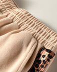 Leopard Trim Half-Zip Top and Shorts Set