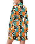 Western Patchwork Women's Belted Satin Feel Dressing Lounge Robe
