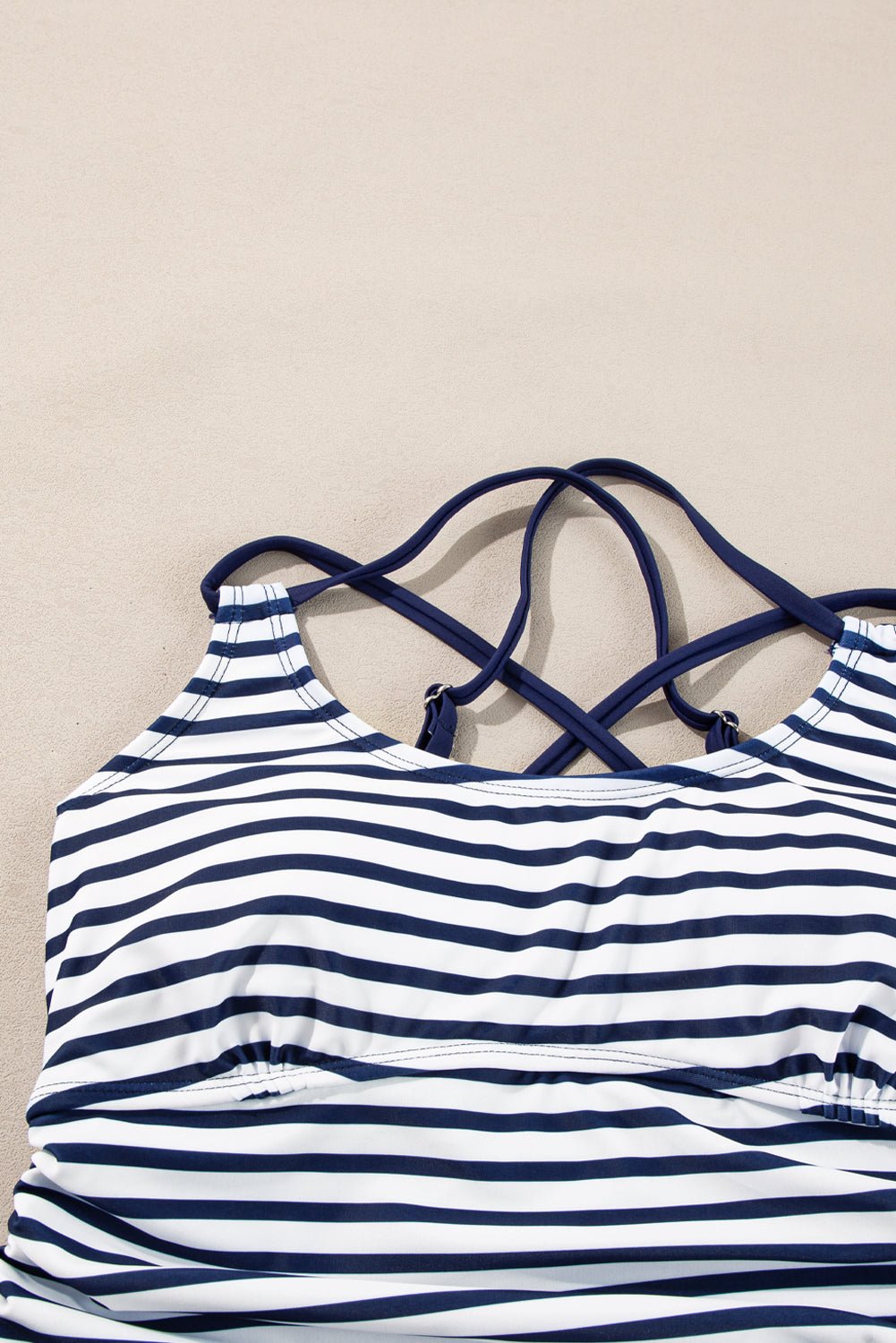 Colorblock Tankini Top &amp; High Waist Bikini Set