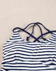 Colorblock Tankini Top & High Waist Bikini Set