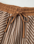 Stripe Crew Neck Tee and Drawstring Pants Set