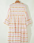 Winnie Bracelet Sleeve Slit Neck Ruffled Loose Dress
