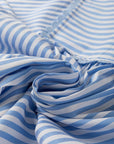 Stripe Shirt Collar V-Neck Ricrac Trim Blouse