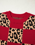 Leopard Checker Short Sleeve Knit Sweater