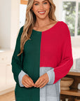 Colorblock Knit V-Neck Sweater