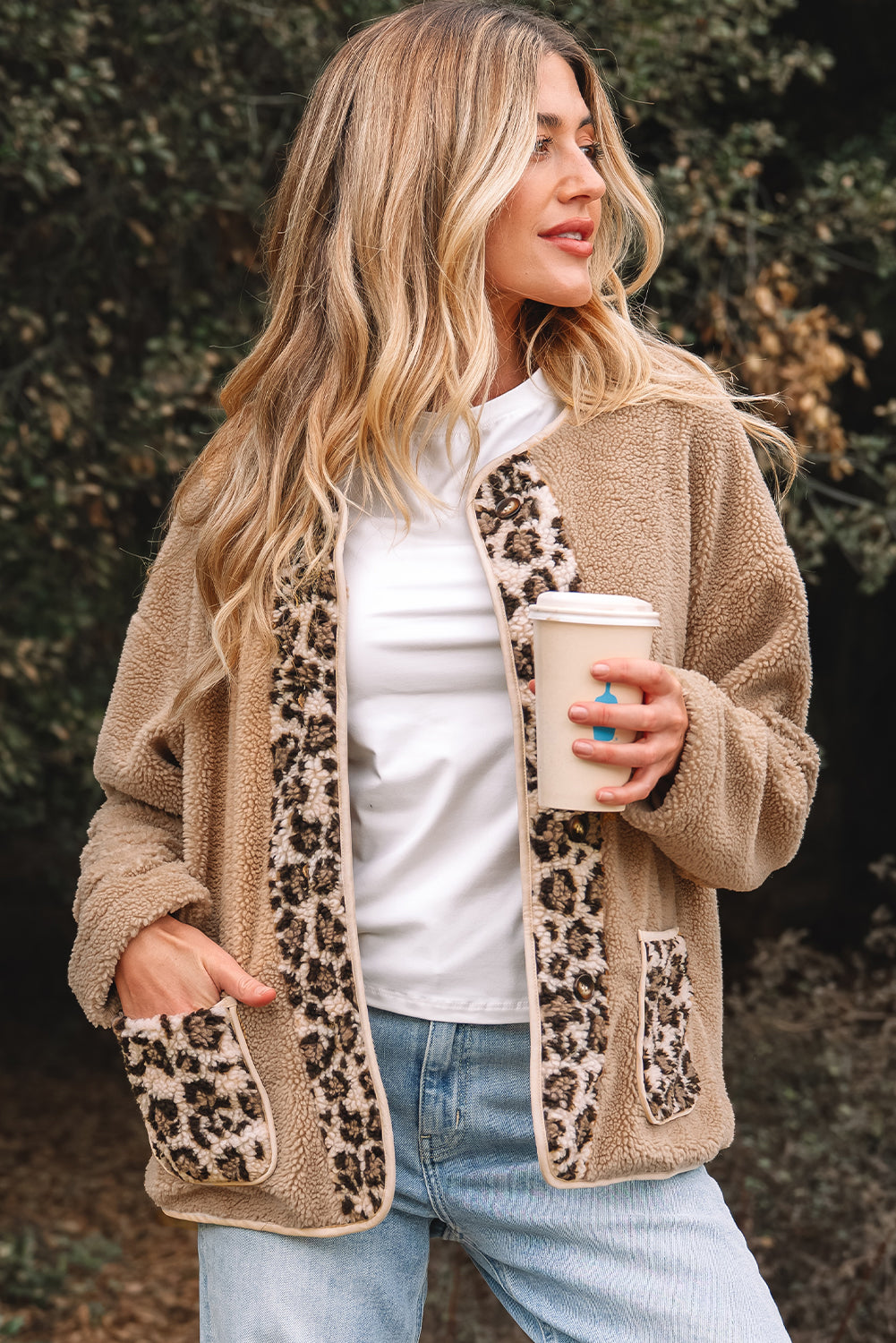 Renaona Print accent Plush Jacket