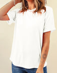 Solid Short Sleeve Crew Neck Tee