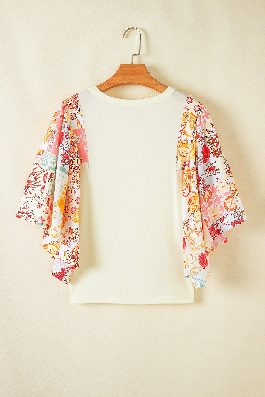 Boho Floral Patchwork Batwing Sleeve Blouse