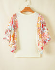 Boho Floral Patchwork Batwing Sleeve Blouse