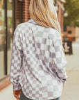 Checker Flap Pocket Button Front Shacket