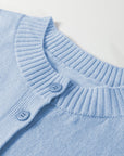 Solid 3/4 Sleeve Boxy Button-Down Cardigan
