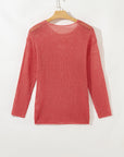 Solid Crochet Hollow-Out Sweater