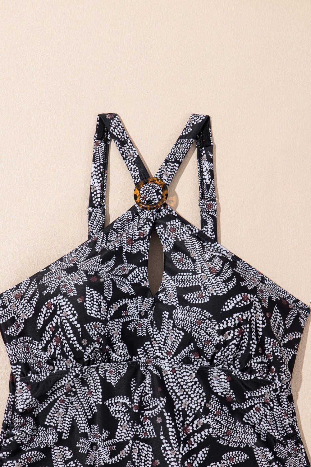 Abstract Buckle Tankini Top &amp; Skirted Swim Set