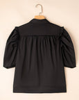 Analeia Frilly Puff Sleeve Stylish Collared Shirt