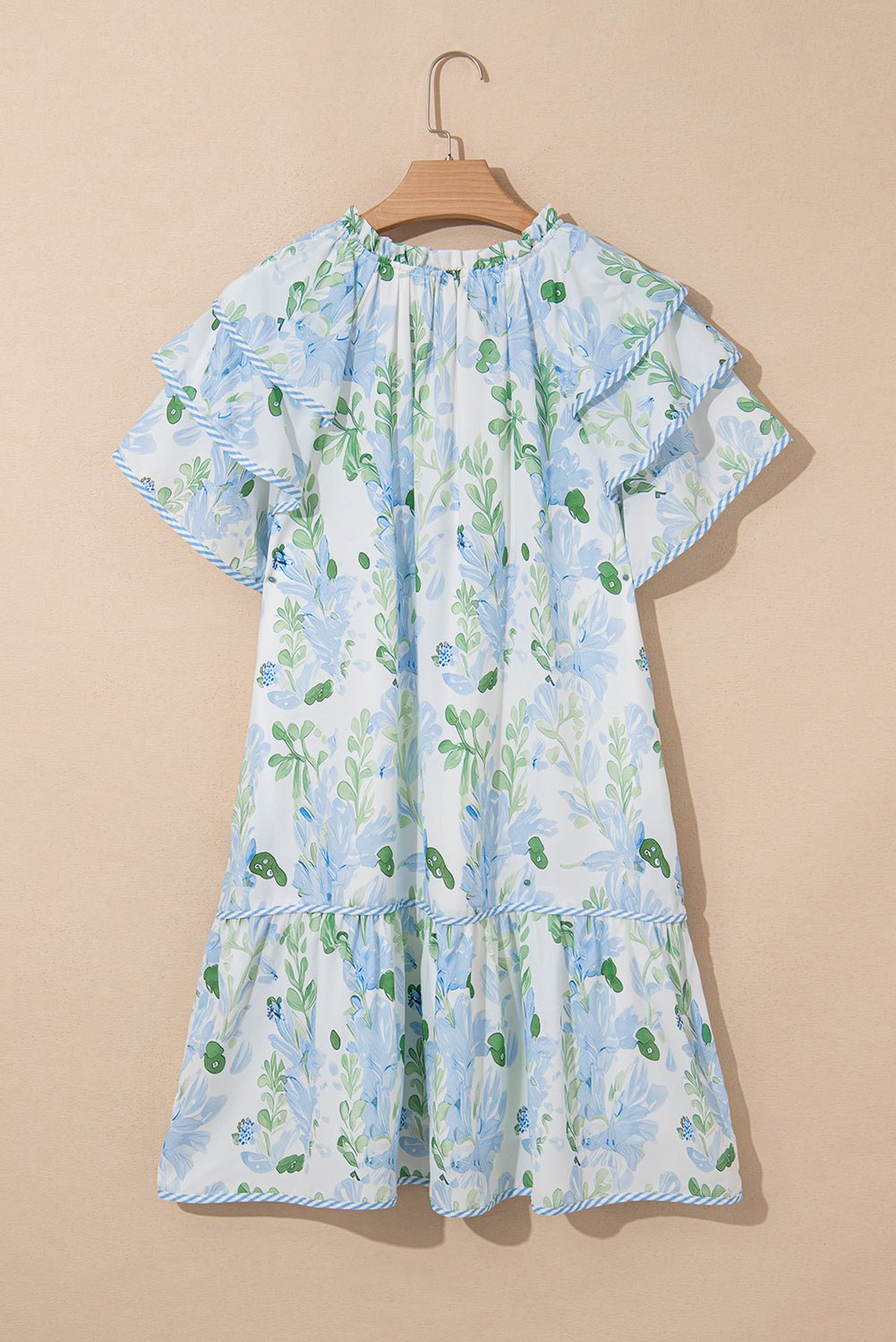 Madalyn Floral Contrast Edge Layered Short Sleeve Mini Dress