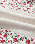 Floral Gauze Patchwork 3/4 Sleeve Blouse