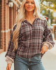 Lauren Plaid Patchwork Long Sleeve Hooded Top