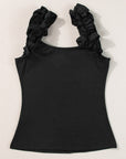 Solid Ruffle Straps Scoop Neck Tank Top