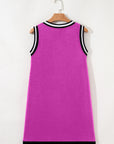 Solid Contrast Trim V-Neck Sleeveless Mini Dress